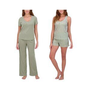 NWOT Live 2 Lounge Green Pajama Set 4-Piece Size L  Green M0140